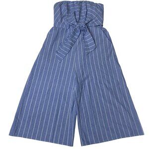 Entro Red Dress Striped Strapless Jumpsuit Tie Waist & Wide Leg NWT‎